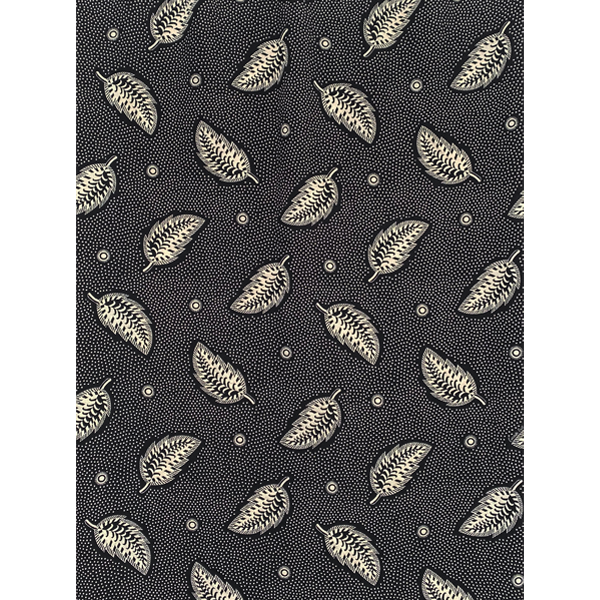 A graphic Cressida Bell silk shawl made in the UK from luxurious 100% silk crepe de chine printed with a hand-painted Stripey Leaf design in Black, bringing a touch of maximalism to any look  photographed flat to show the full pattern